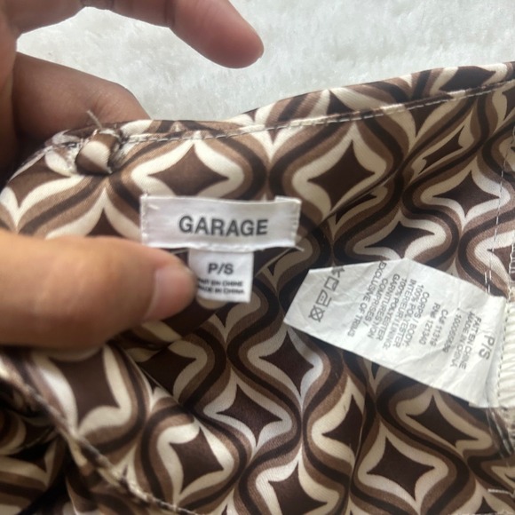 Garage Brown Pattern Scarf Top Retro Print Tie Back Tube Top Small - Picture 6 of 8